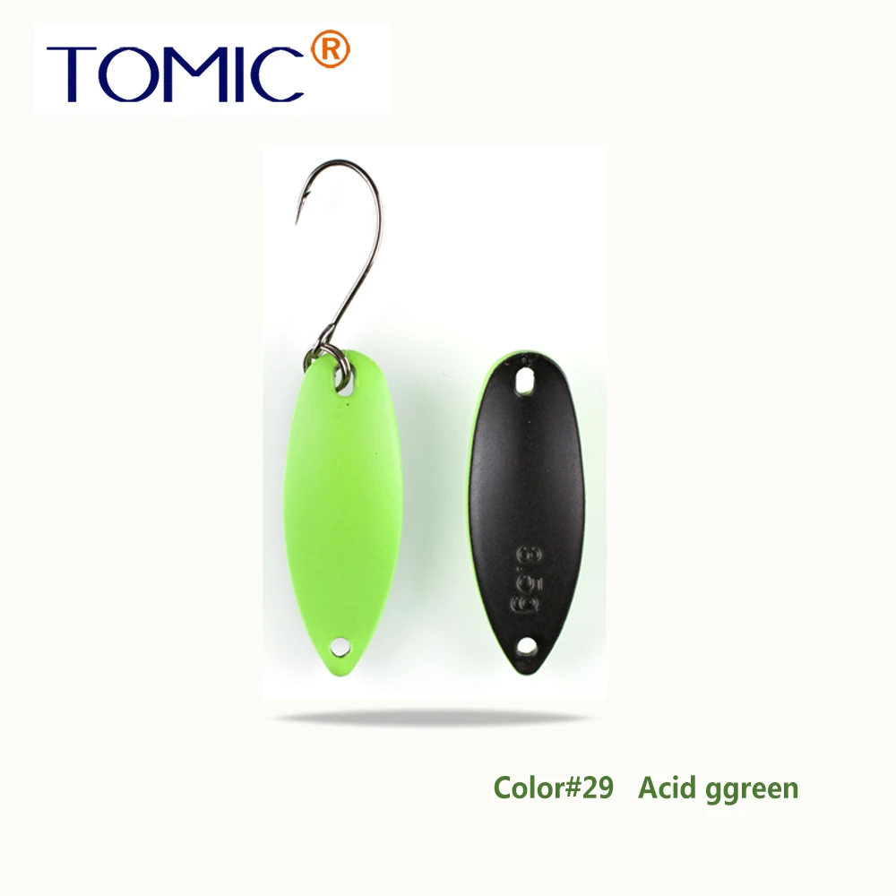 Acid Green Tomic 2 г 3,5 г 5,5 г латунные рыболовные лезвия 1 шт. набор сверхлегкий УФ цвет металлическая приманка микро литье форель бас ложка - Цвет: Acid Green