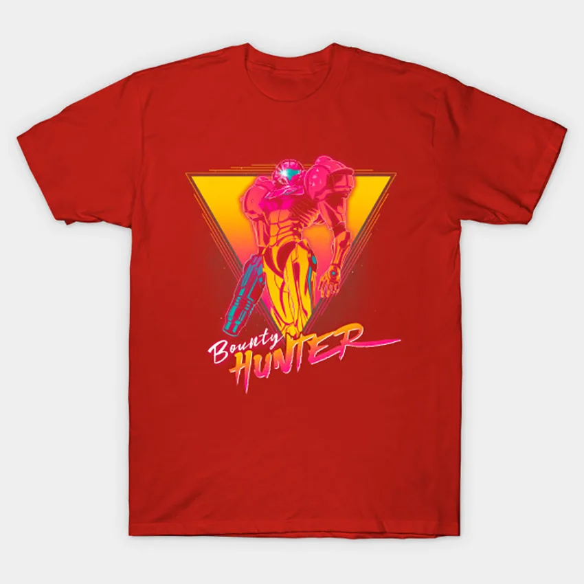 Космический охотник за головами футболка Metroid футболка игровая samus aran samus видеоигры 80s neon Ретро synthwave metroid