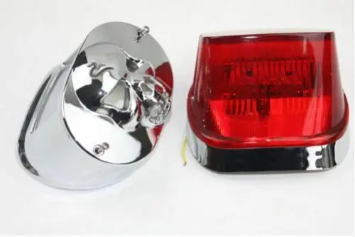 Мотоциклетный светодиодный красный задний фонарь с хромированной крышкой в виде