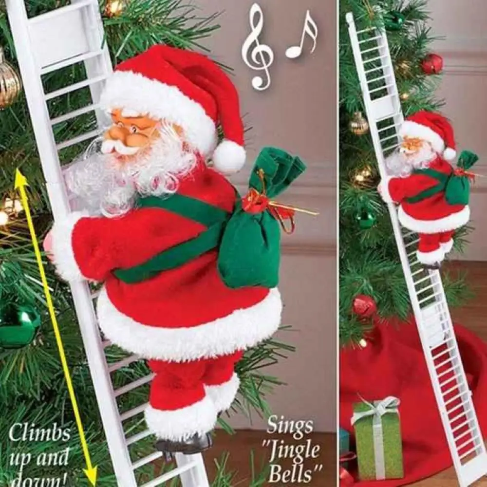 

New creative Funny Christmas Santa Claus Electric Climb Ladder Hanging Decoration Christmas Tree Ornaments Party Kids Gifts