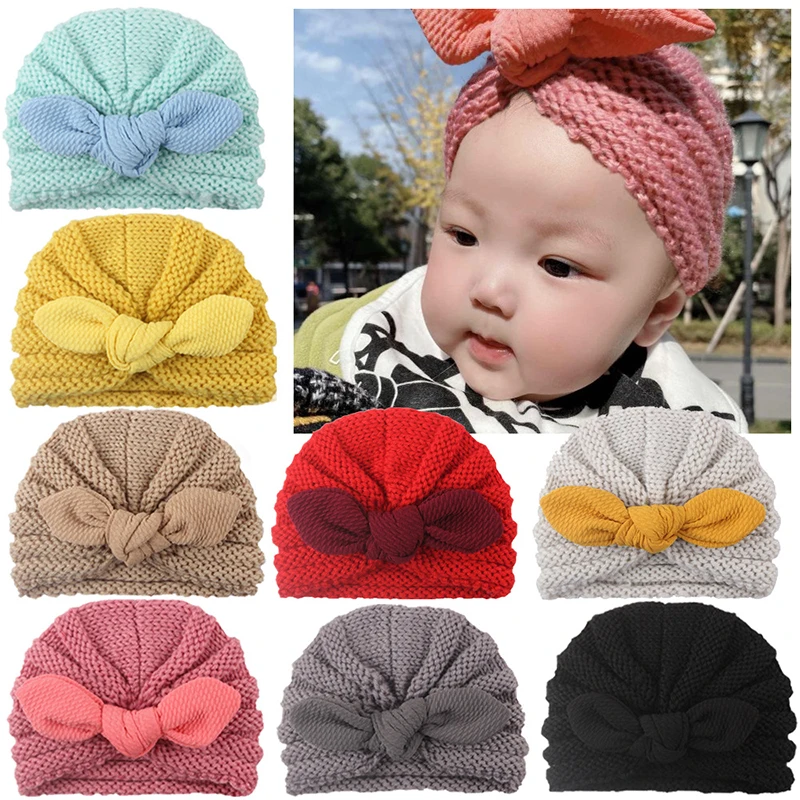 

cute Knitted Winter warm Hat for Girls Candy Color Bonnet Beanie Turban Hats Cap for girls