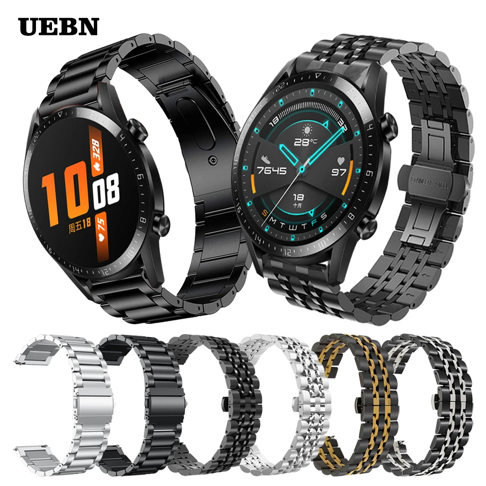 

UEBN Classic Metal stainless steel Wrist Band For Huawei Watch GT 2 42mm 46mm Strap for Watch GT 2e GT2 Pro Bracelet Watchbands