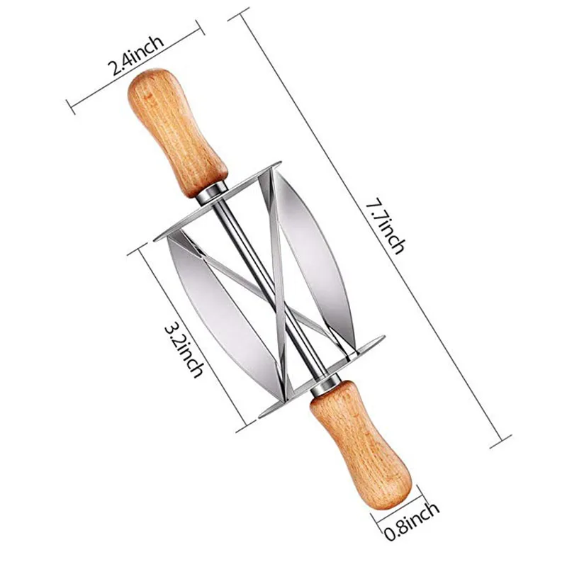 

WALFOS Stainless Steel Rolling Cutter for Making Croissant Bread Wheel Dough Pastry Knife Wooden Handle Baking Kitchen Knife