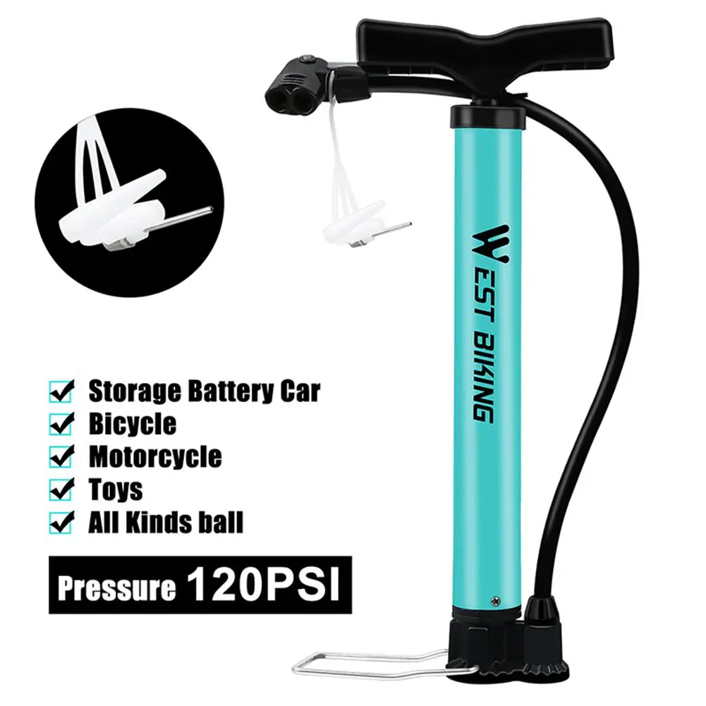 

WEST BIKING Household MTB Bike High Pressure Air Pump 120PSI Steel Football Basketball Bicycle Tyre Portable Inflator