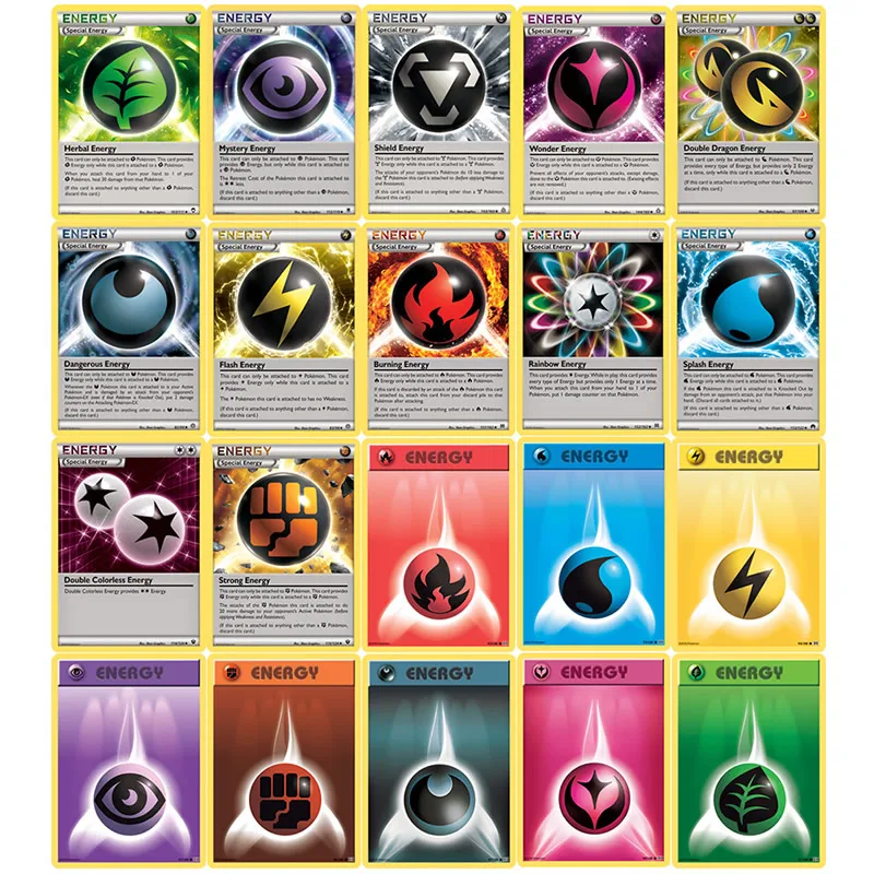 Cartas de Pok&eacute;mon de 20 piezas, juego de energ&iacute;a, refuerzo brillante, colecci&oacute;n de batalla de intercambio en ingl&eacute;s, carta Pok&eacute;mon, lista de regalo, Chico, Juguetes-1