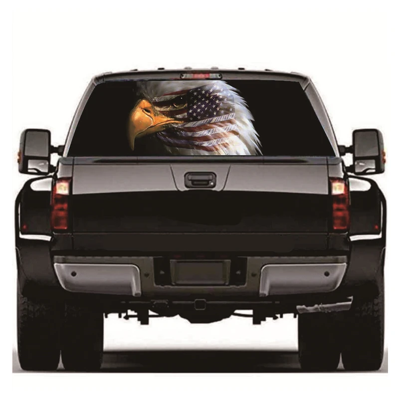 

Перфорированная графическая наклейка на заднее окно Eagle face для внедорожников Jeep 135x36 см, водонепроницаемая