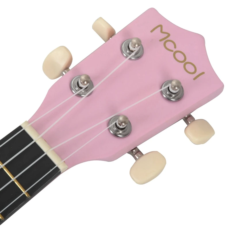 

Mcool Soprano Ukulele Pink 21 Inch 4 Strings Ukelele Cheap Hawaii Mini Guitar Heart-Shaped Tone Hole Basswood Wood