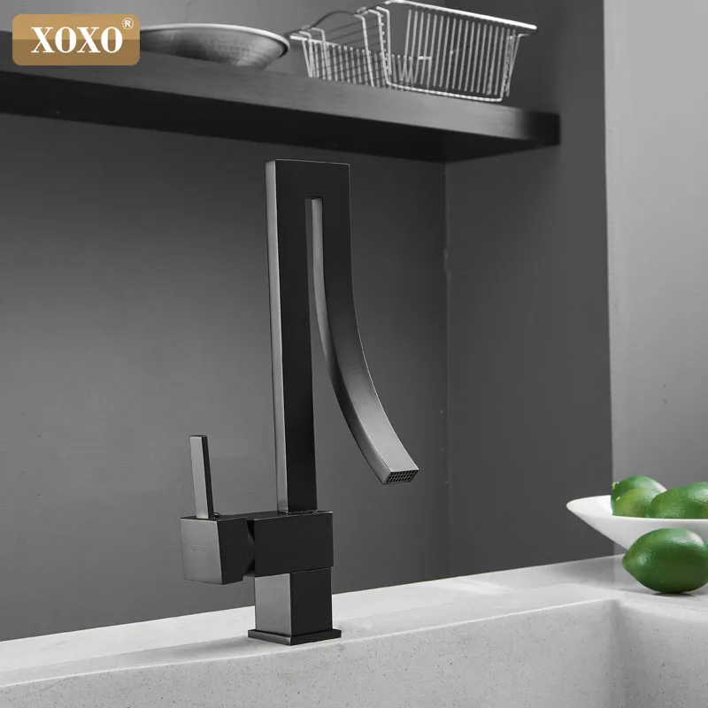 XOXO Kitchen Faucets Black Single Handle Tap Hole Swivel 360 Degree Water Mixer 83045 | Обустройство дома