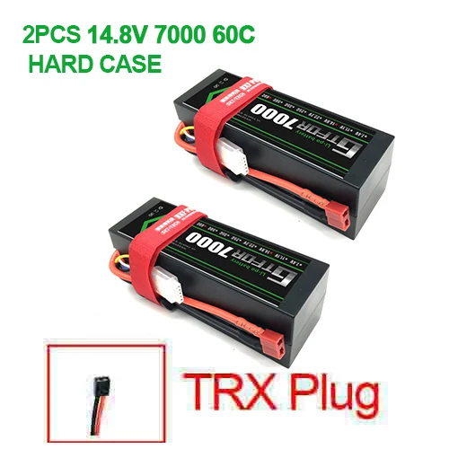 2PCS TRXPlug DXF Батарея lipo 4S 2s 7,4 v 14,8 V 5200 мА/ч, 7000 mah литий-полимерный Батарея для RC Батарея LiPo 45c 60C для RC Buggy Crawler Monster Truck - Цвет: 2PCS TRXPlug