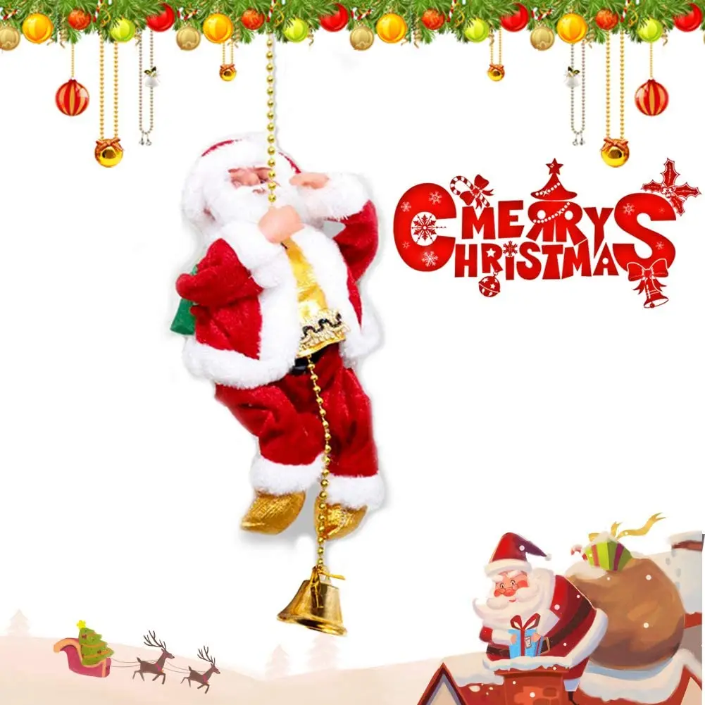 

2022 Merry Christmas Decorations Santa Claus Automatic Climbing On Rope For Home Indoor Shop Xmas Gift Wall Window Hanging