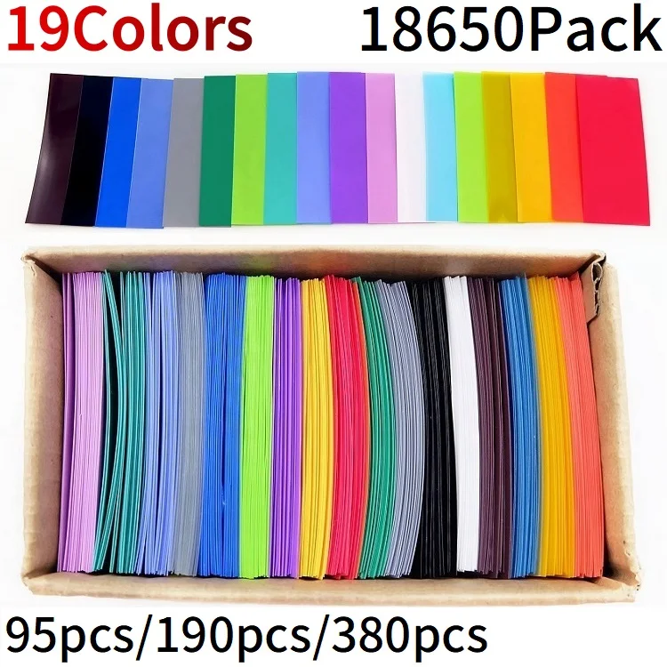 

18650 Battery Film Tape PVC Heat Shrink Tube Precut Shrinkable Sleeve 19color A Set Tubing Protect Pipe Cover for Batteries Wrap