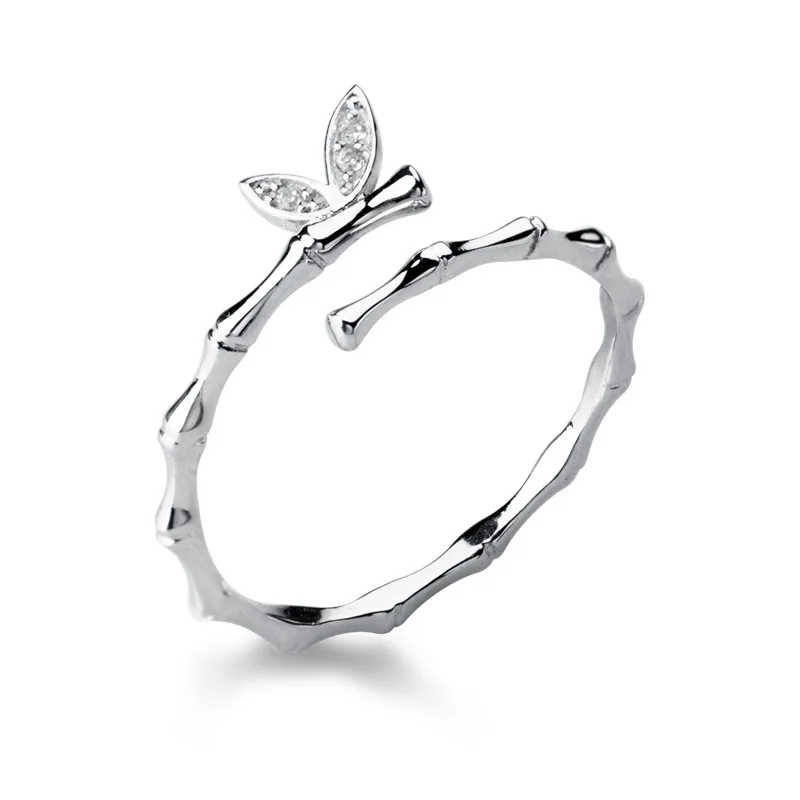 Trustdavis Genuine 925 Sterling Silver Animal Butterfly Bamboo Opening Finger Ring For Women Sterling Silver Jewelry Gift DA417