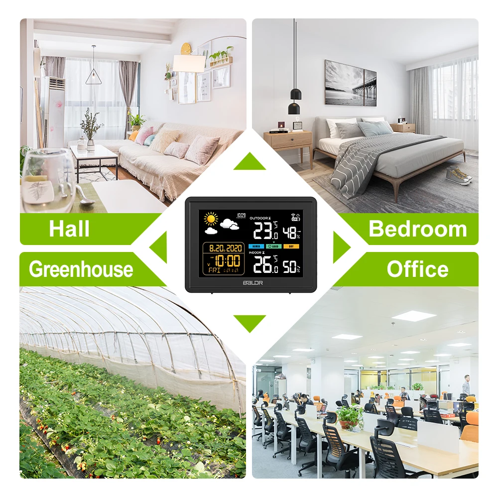 Метеостанция Baldr Беспроводная с цветным барометром цифровой термометр гигрометр