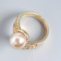 imitation pearl womens pop ring full micro inlaid with orange zircon ring classic spiral creative ring party accessories