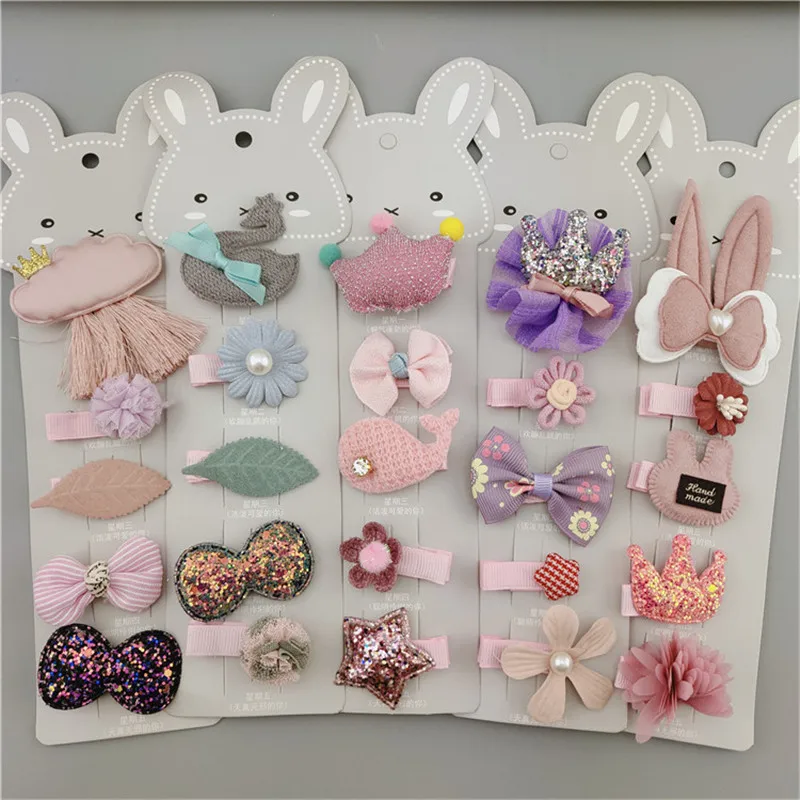 5 PCS/Set Hair Clips For Girls Fashion Sweet Girl Cartoon Style Hairpin Cloth BB Handmade In Hairband Hair Accessories (0)