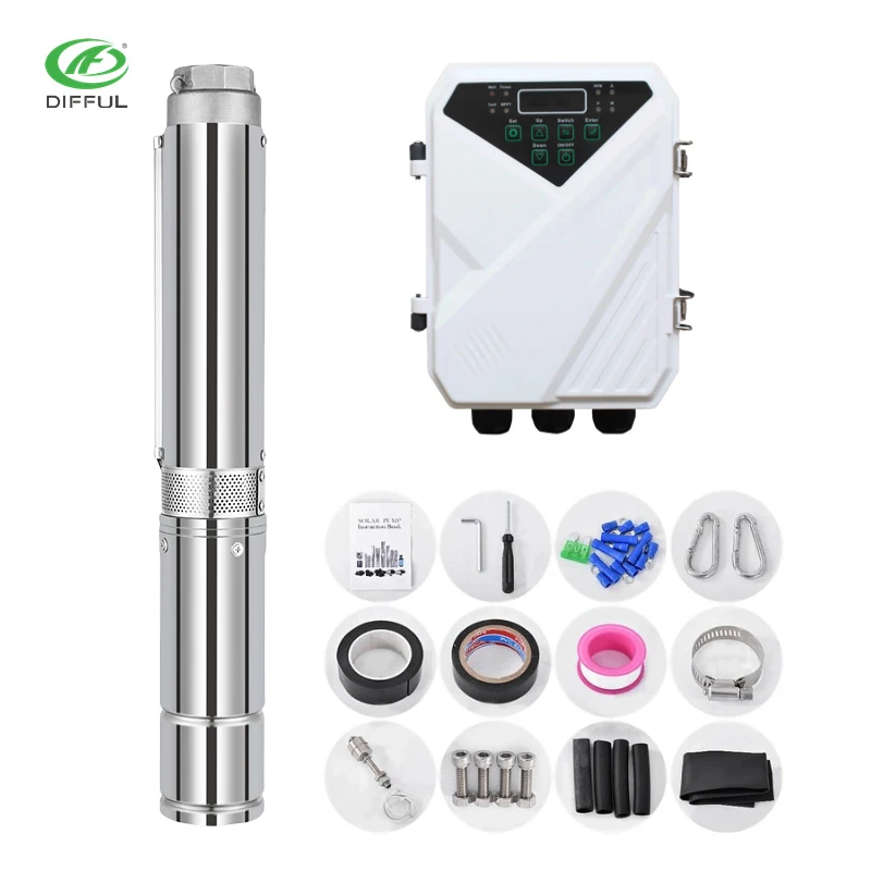 

Submerged solar pump with electrical panel solar well water pump