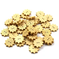 wholesale natural wooden buttons chrysanthemum shape mixed scrapbooking sewing accessories diy craft 2 holes wood button 18mm
