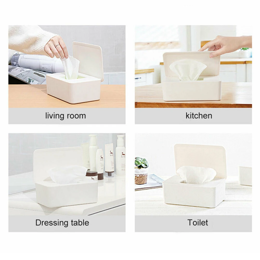 

Wet Tissue Box Baby Wipes Paper Storage Box Plastic Dust-proof Tissue Box Kitchen Storage Holder Home Decor