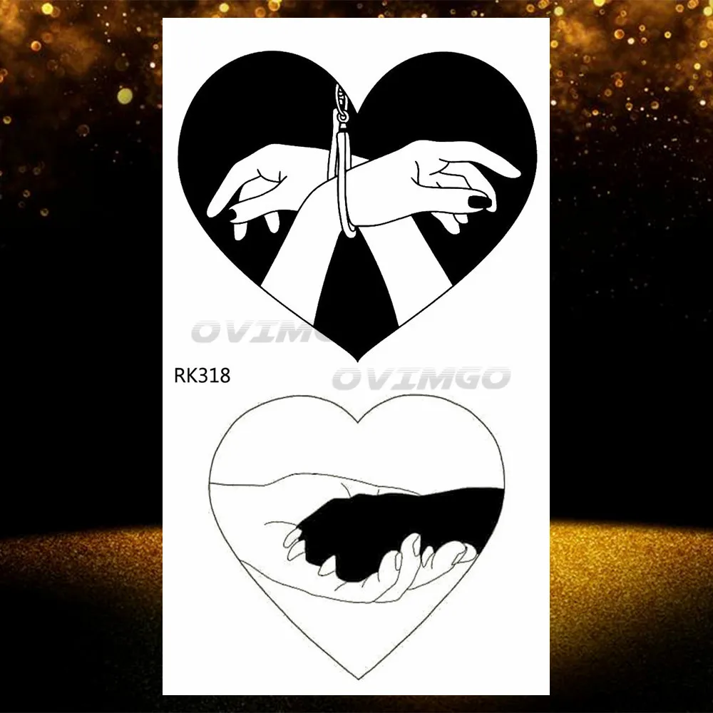 Временные татуировки для взрослых OMMGO черные любовь наклейки Маленькие