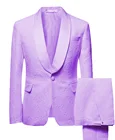 Мужской Жаккардовый костюм цвета слоновой кости, костюм из 2 предметов, жаккардовый смокинг для шафера с отложным воротником и принтом, для свадьбы (Блейзер + брюки), 2020