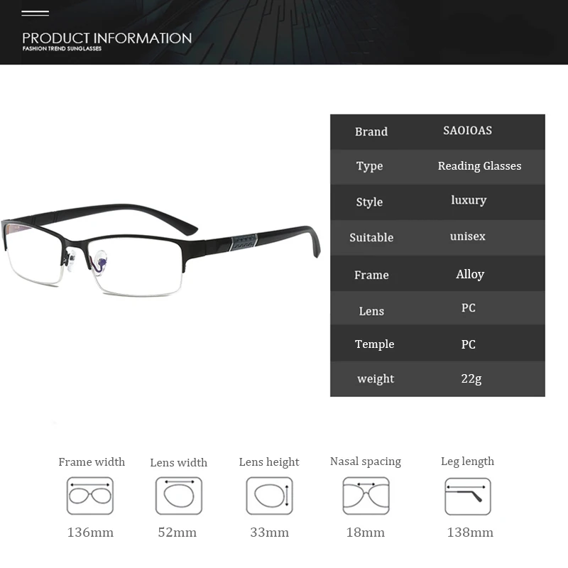 

Men And Women Frameless Square Reading Glasses Computer Glasses Hyperopia Reading Glasses Reader Glasses