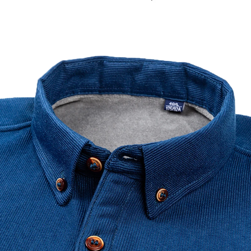 Aoliwen Large Size Solid Color Casual Warm Shirts Men Warm Clothes Men Long Sleeve Wrinkle Resistant Plus Velvet Padded Shirts