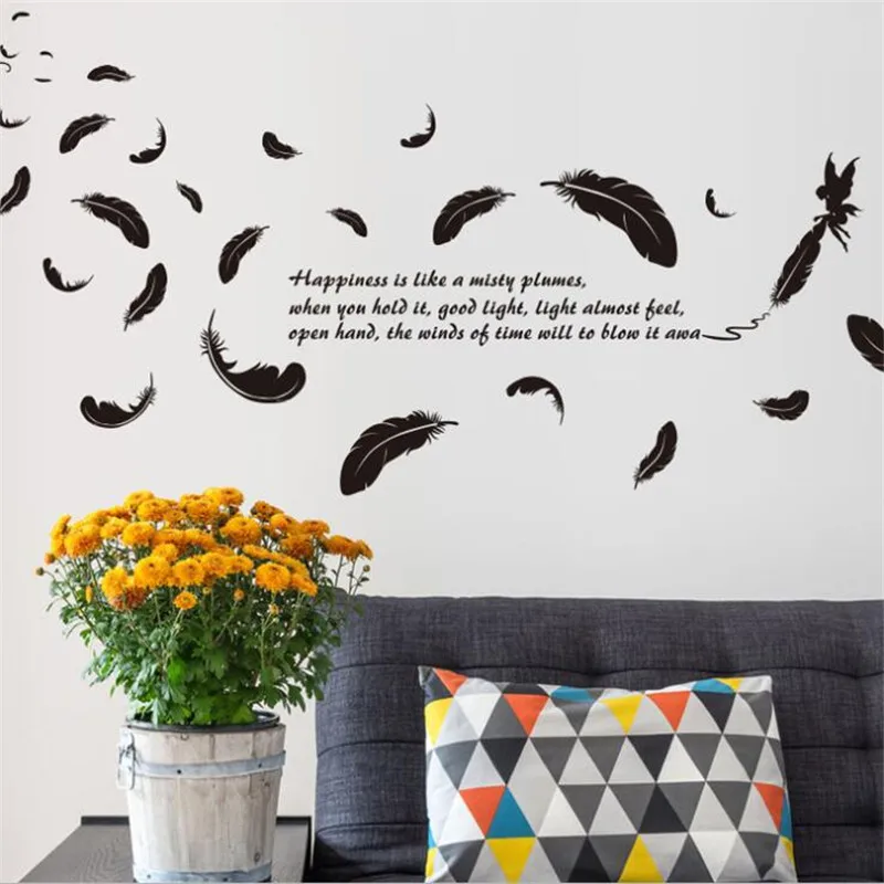 1 шт перо Наклейка на стену черный европейский стиль для гостиной украшение дома