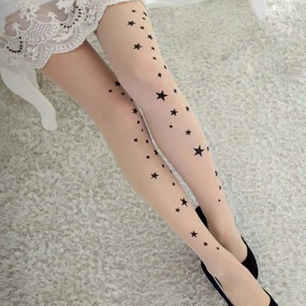 Камуфляжные бархатные шелковые чулки с татуировкой женские колготки 20D подарок