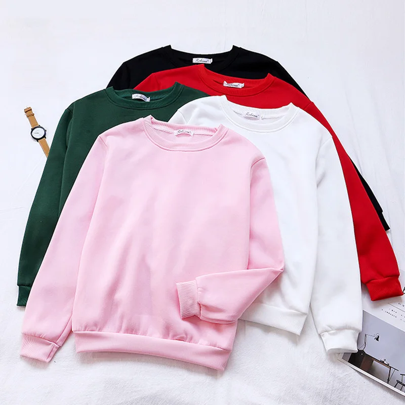 

Solid Color Thin Fleece Long Sleeve Women Tracksuit Women Loose Sweatshirt Sweatshirts Casual Sweatshirt Pullovers Warm Gills