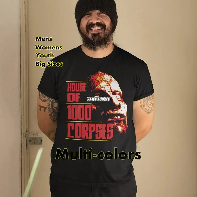 

Мужская футболка с принтом «Дом 1000 трупов», черная футболка большого размера с американской комедией, фильмом ужасов, оригинальным графиче...