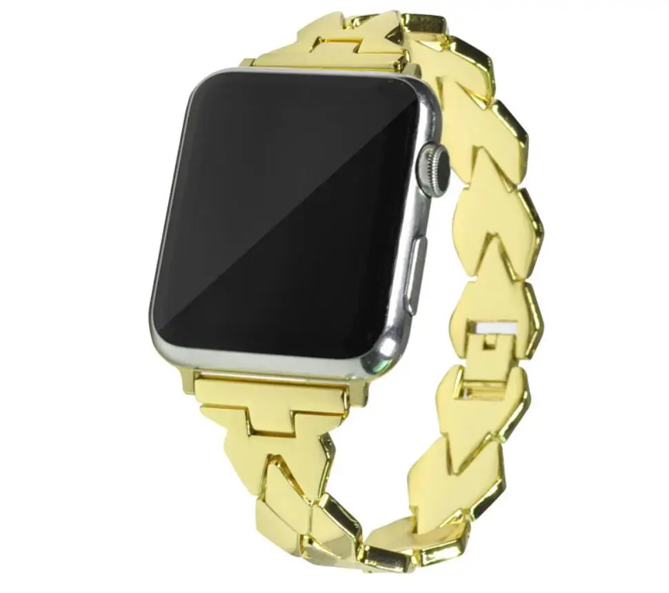 gold Ремешок для наручных часов Apple Watch, ремешок 42 мм, 38 мм, 40 мм 44 Нержавеющая сталь браслет на запястье ремень с металлической пряжкой series 5/4/3/2/1 - Цвет ремешка: gold