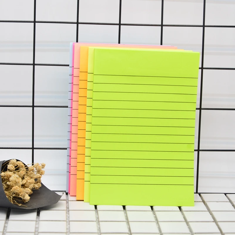 

(10 Packs) Lined Sticky Notes 4X6 in Bright Straight Lined Note Paper Colorful Super Sticky Notepad Pack of 50