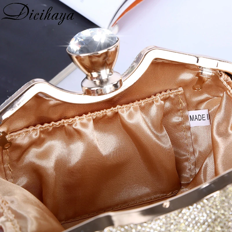

DICIHAYA Apple Shape Women Drill Buckle Shoulder Bag Clutch Purse Evening Bags Wedding Clutches Handbags Bridal Party Dinner Bag