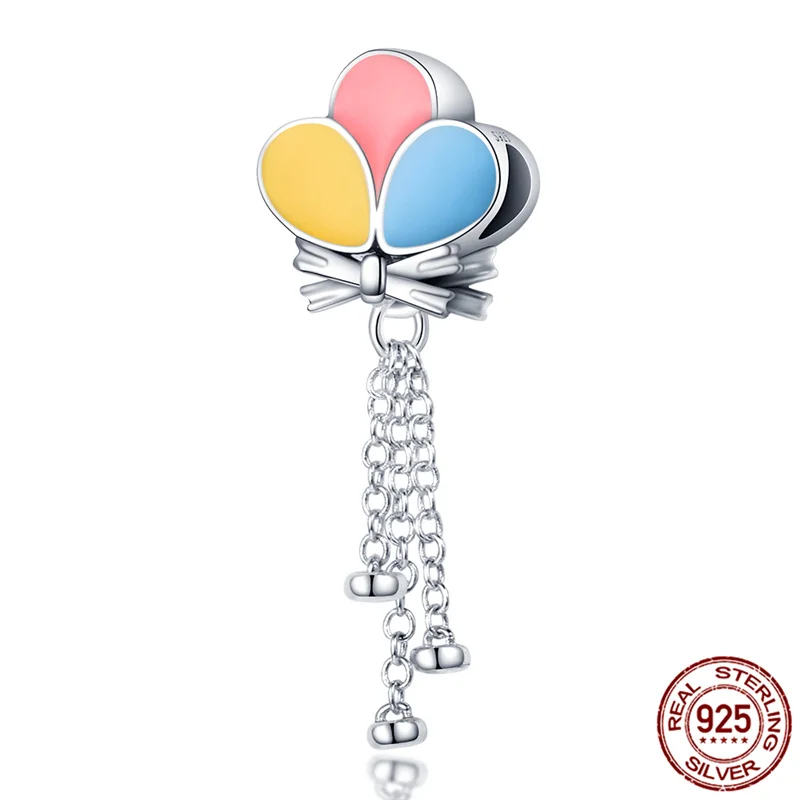 

2021 New Simple Color Balloon Charm 100% 925 Sterling Silver Suitable For 3mm Bracelet Ladies Fine Jewelry Gift