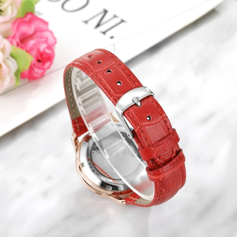 Автоматические механические часы женские наручные montre femme кожаный ремешок
