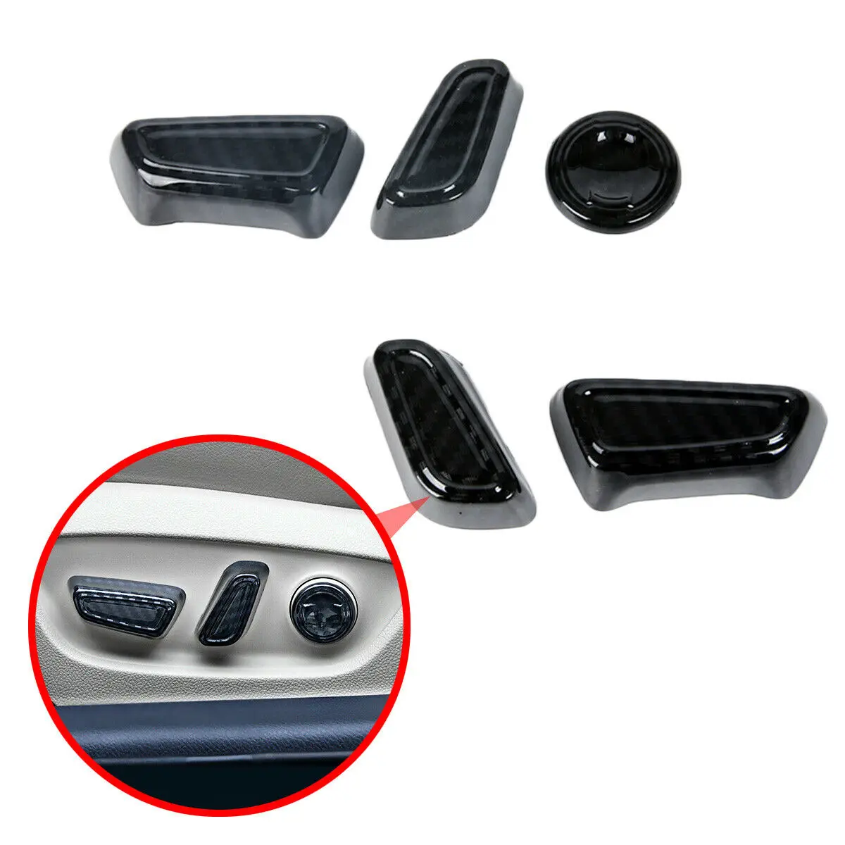 

Accessories Fit For Toyota Camry 2018 2019 Interior Seat Adjustment Switch Button Cover Trim Carbon Fiber
