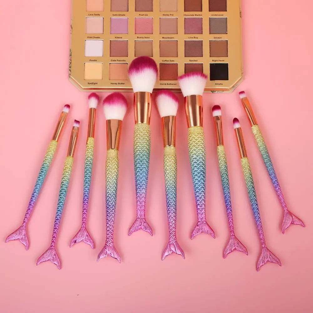 10/11 шт. Русалка Макияж Кисть для макияжа набор кистей глаз тени век консилер