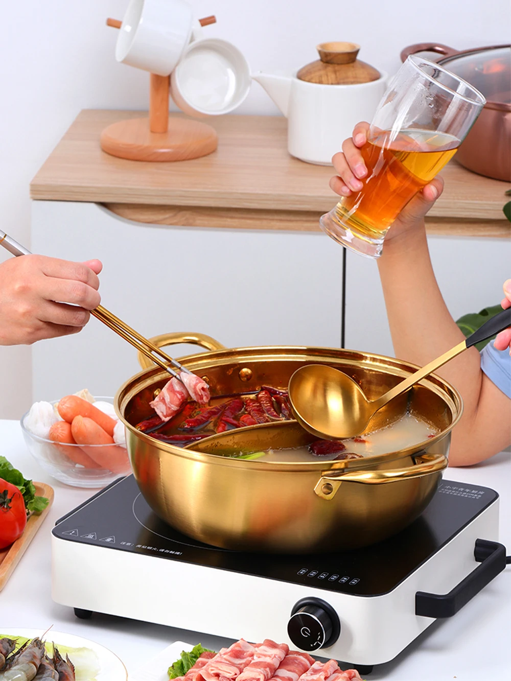 Горячий горшок из нержавеющей стали 304 с двумя вкусами домашний тяжелый