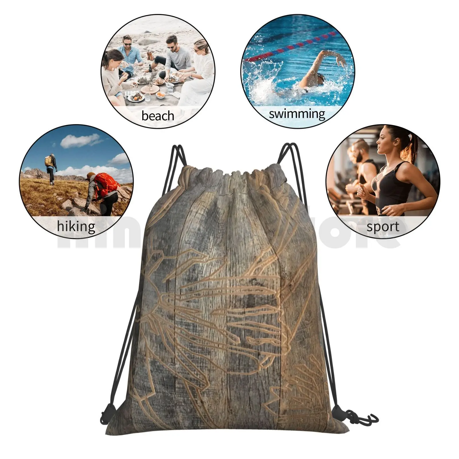 

Whimsical Daisy Flower Engraved Wood Barnwood Backpack Drawstring Bag Riding Climbing Gym Bag Engraved Wood Carved Wood