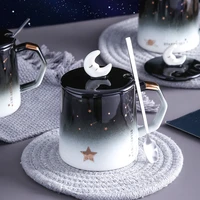 400ml gradient starry big belly ceramic cup water cup creative mug home office coffee milk juice drink cup simple planet cup