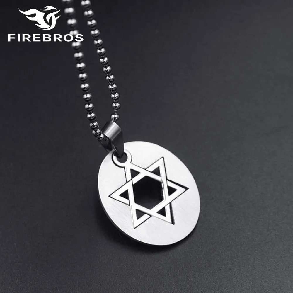 FIREBROS нержавеющая сталь Соломон печать Звезда Давида кулон Израиль и амулет колье