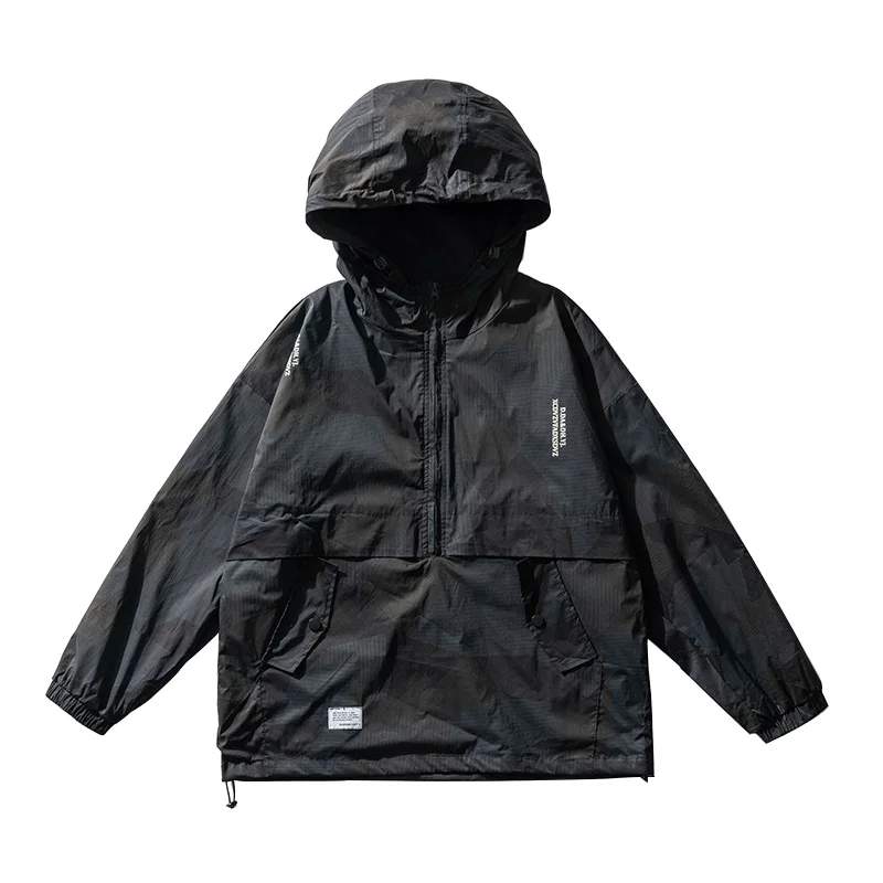 

Spring Korean Fashion Camouflage Hooded Jacket Japanese Streetwear Hoodie Men Hip Hop Clothes Harajuku Casual Cargo Top Male