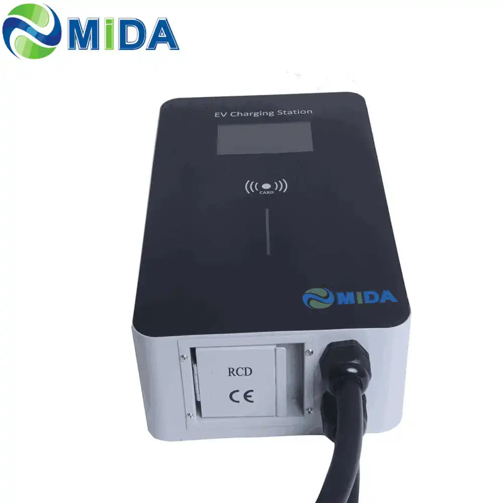 

Three Phase 16A 11KW Wallbox EV Charger Type 2 EV Plug Cable RFID Card LED Screen RCD EV Charging Point for Electric Car Charger