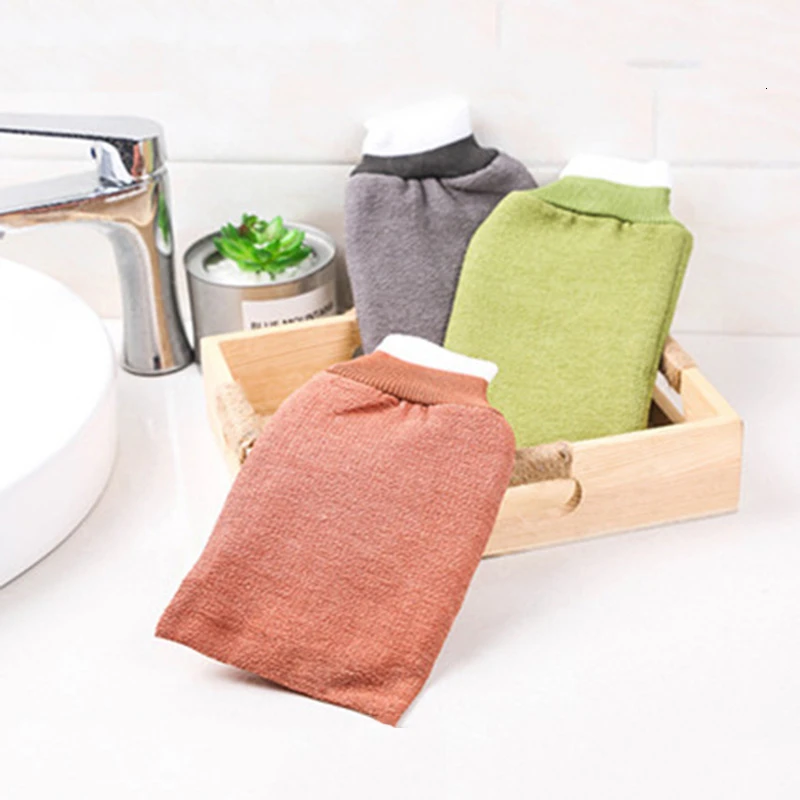 1 шт. Душ Спа Отшелушивающий двусторонний банный перчатка для тела очищающий