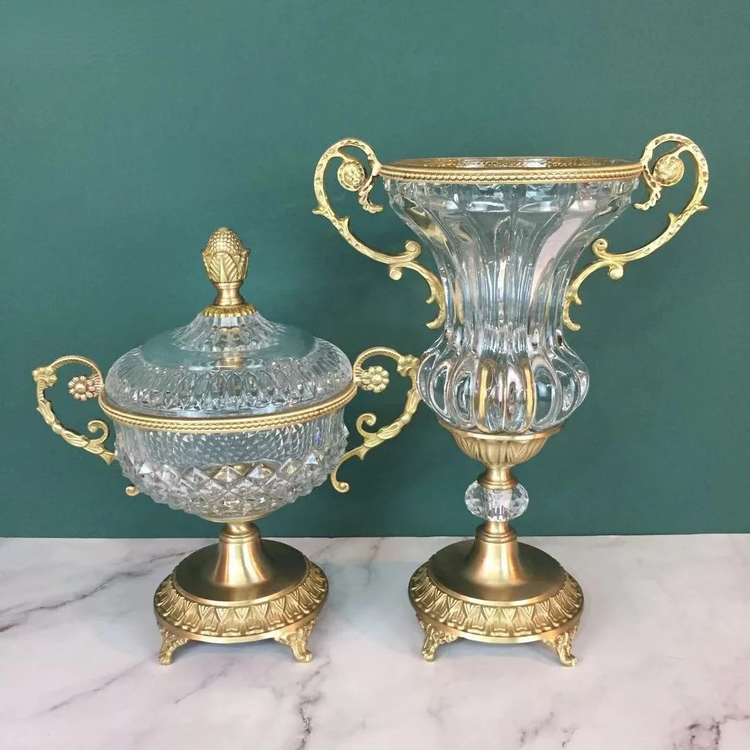 Хрустальная ваза из чистой меди коробка для конфет роскошные настольные