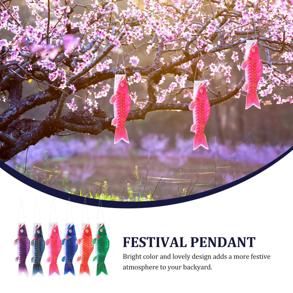 

6Pcs Delicate Silk Carp Banner Festival Pendant Decor Restaurant Hanging Flag