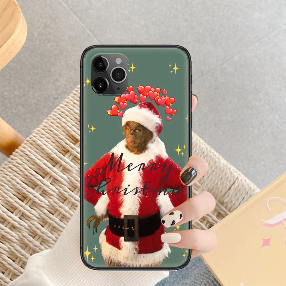 

Green Hair Grinch Phone Case Cover Hull For iphone 5 5s se 2 6 6s 7 8 12 mini plus X XS XR 11 PRO MAX black silicone back