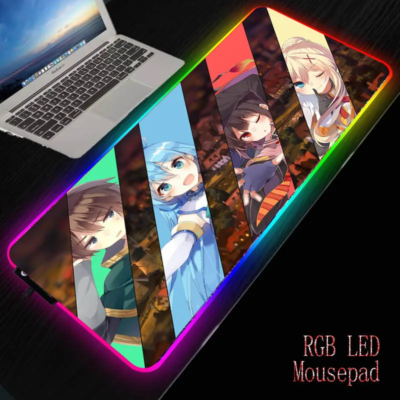

Mairuige Anime Girl Gaming Mouse Pad Computer Large Mause XXL Big pad Gamer RGB LED Backlit Mat PC Desk Play