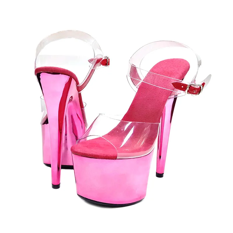 Новинка блестящие розовые женские сандалии Leecabe на платформе обувь для танцев