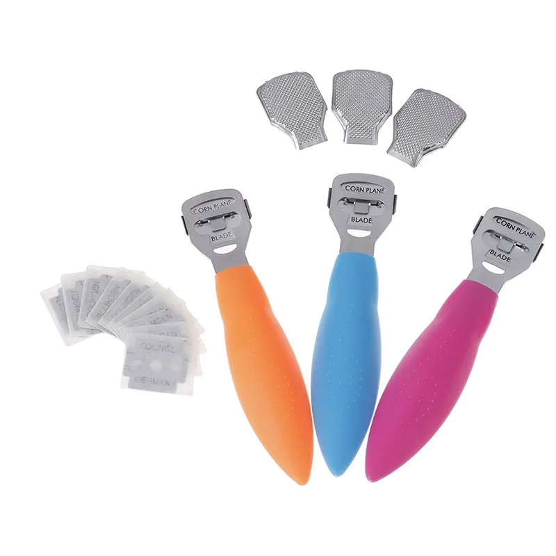 3 цвета мозоли для ног 10 лезвий инструмент ухода за ногами нержавеющая сталь